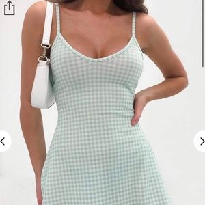 NEW Sage gingham cami skater dress